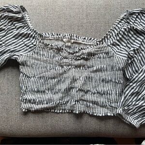 American Eagle Outfitters Black and White Striped Blouse